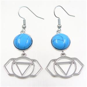 blue turquoise earring, platinum plated, approx 12-60mm [GMER060]