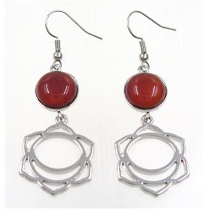 red carnelian agate earring, platinum plated, approx 12-60mm [GMER061]