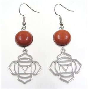 red Jasper Earring, platinum plated, approx 12-60mm [GMER062]