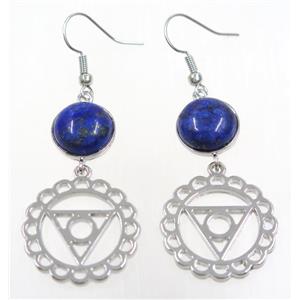 blue lapis earring, platinum plated, approx 12-60mm [GMER063]