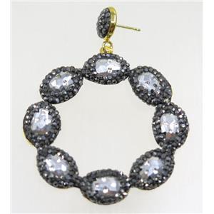 crystal glass earring paved rhinestone, approx 45mm dia [GMER097]