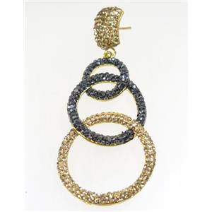 copper earring paved rhinestone, approx 15-50mm [GMER108]