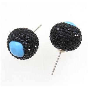 gemstone earring studs paved rhinestone, approx 15mm dia [GMER112]