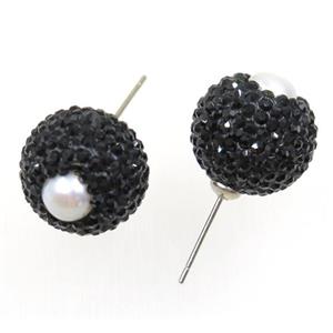 gemstone earring studs paved rhinestone, approx 15mm dia [GMER113]