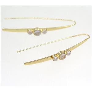 white AB color Druzy Agate earring hook, gold plated, approx 4-60mm [GMER119]