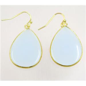 glass Earring, teardrop, gold plated, approx 22-30mm [GMER127]