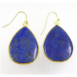 blue Lapis Lazuli Earring, teardrop, gold plated, approx 22-30mm [GMER136]