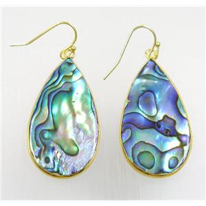 Abalone Shell Earring, teardrop, gold plated, approx 22-40mm [GMER137]