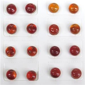 red Agate Carnelian Stud Earring, approx 8mm dia [GMER159]