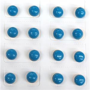 blue Turquoise Stud Earring, dye, approx 8mm dia [GMER160]