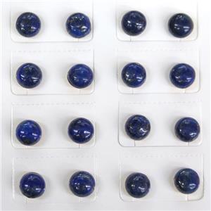 blue Lapis Lazuli Stud Earring, approx 8mm dia [GMER162]