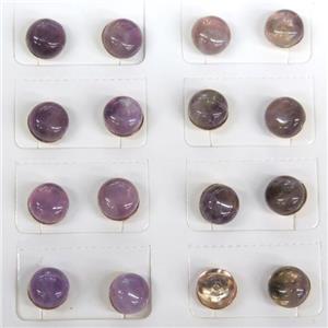 Amethyst Stud Earring, purple, approx 8mm dia [GMER163]