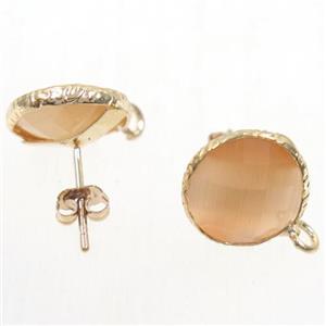 Chinese Crystal Glass earring studs, approx 13mm dia [GMER170]