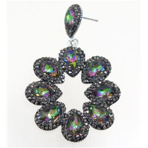 multicolor Chinese Crystal Glass Earring pave rhinestone, approx 40-45mm [GMER190]