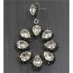 Chinese Crystal Glass Earring pave rhinestone, approx 40-45mm [GMER192]