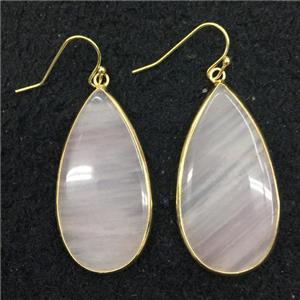 rose quartz earring, teardrop, gold plated, approx 15-37mm [GMER312]