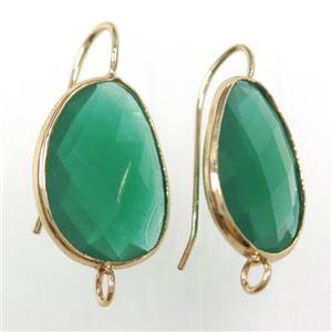green glass crystal earring with loop, gold plated, approx 15-20mm [GMER473]
