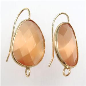 orange glass crystal earring with loop, gold plated, approx 15-20mm [GMER475]
