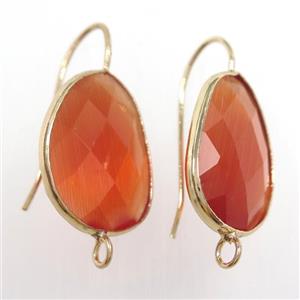red glass crystal earring with loop, gold plated, approx 15-20mm [GMER476]