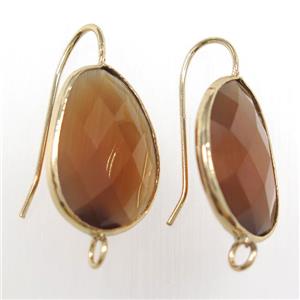 deeporange glass crystal earring with loop, gold plated, approx 15-20mm [GMER477]