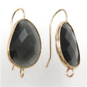 deepcoffee glass crystal earring with loop, gold plated, approx 15-20mm [GMER479]