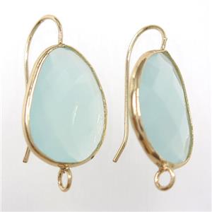 lt.green glass crystal earring with loop, gold plated, approx 15-20mm [GMER480]