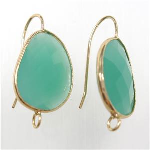 green glass crystal earring with loop, gold plated, approx 15-20mm [GMER481]