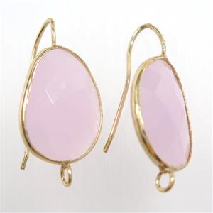 pink glass crystal earring with loop, gold plated, approx 15-20mm [GMER482]