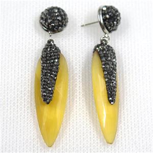 yellow glass crystal earring paved rhinestone, approx 13-40mm [GMER489]