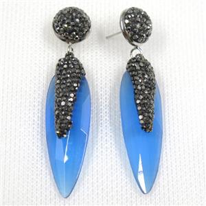 skyblue glass crystal earring paved rhinestone, approx 13-40mm [GMER491]