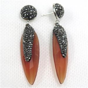 orange glass crystal earring paved rhinestone, approx 13-40mm [GMER494]