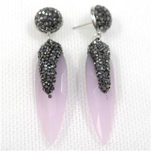 pink glass crystal earring paved rhinestone, approx 13-40mm [GMER496]