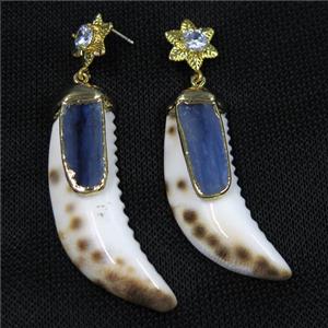 shell horn earring with blue kyanite, approx 17-60mm [GMER500]