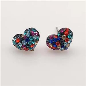sterling silver Earring studs with Middle East rhinestone, approx 8mm [GMER514]