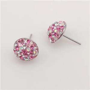 sterling silver Earring studs with Middle East rhinestone, approx 8mm [GMER517]