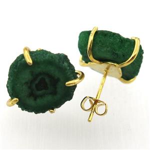 darkgreen solar quartz druzy studs earring, approx 12-18mm [GMER541]