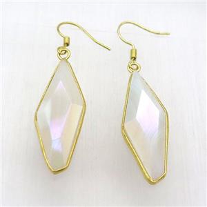 white agate hook earring, gold plated, approx 14-37mm [GMER596-L]