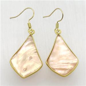 queen Shell teardrop Hook Earring, gold plated, approx 20-32mm [GMER610]