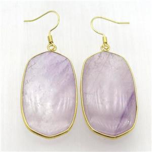 purple Amethyst oval Hook Earring, gold plated, approx 15-32mm [GMER612-S]