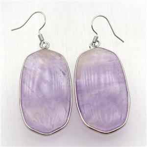 purple Amethyst oval Hook Earring, platinum plated, approx 15-32mm [GMER613-S]