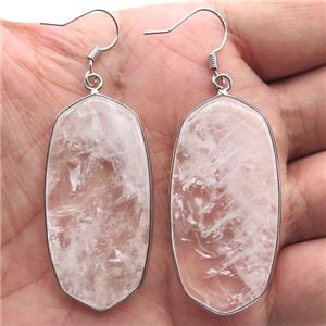 Clear Quartz oval Hook Earring, platinum plated, approx 22-45mm [GMER624]