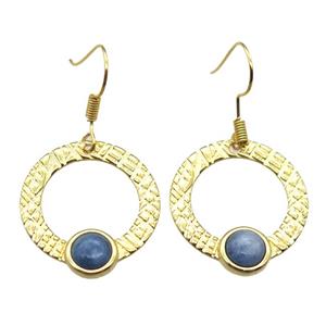 copper hook Earrings with Kyanite, gold plated, approx 23mm dia [GMER629]