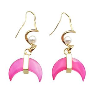 hotpink shell Earring, gold plated, approx 22-50mm [GMER640]