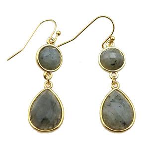 Labradorite hook Earring, gold plated, approx 13-40mm [GMER643]