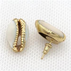 Conch Shell stud Earrings, gold plated, approx 15-20mm [GMER675]