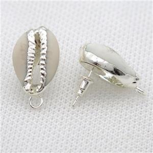 Conch Shell stud Earrings, silver plated, approx 15-20mm [GMER678]