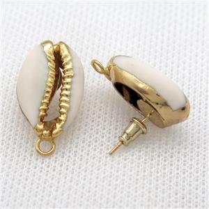 Conch Shell stud Earrings, gold plated, approx 15-20mm [GMER679]