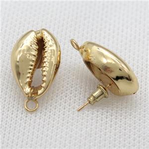 Conch Shell stud Earrings with bail, gold plated, approx 15-20mm [GMER681]