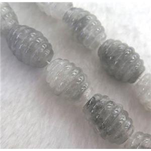 grey Cloudy Quartz barrel beads, approx 15x20mm, 15.5 inches [GMLB1529]