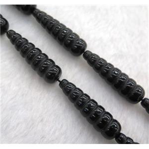 black agate onyx teardrop beads, approx 10x35mm, 15.5 inches [GMLB1551]